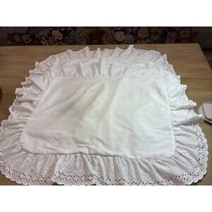 Pair White Standard Pillow Shams W/ Eyelet Ruffle (2) By Dan River Cottagecore